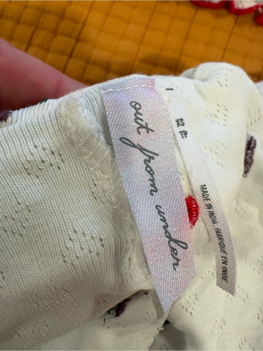 Urban Outfitters White Knit Fruit-Print Pajama Camisole with Red Detail - Picture 3 of 6